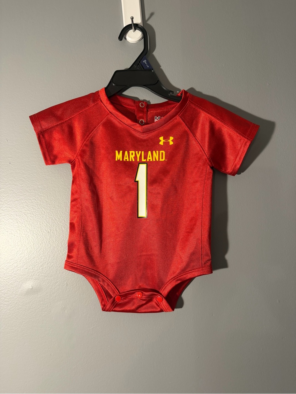Under Armour Red Maryland Baby Football Bodysuit
